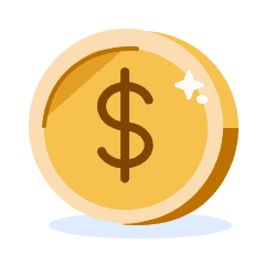 An illustration of a golden dollar coin.