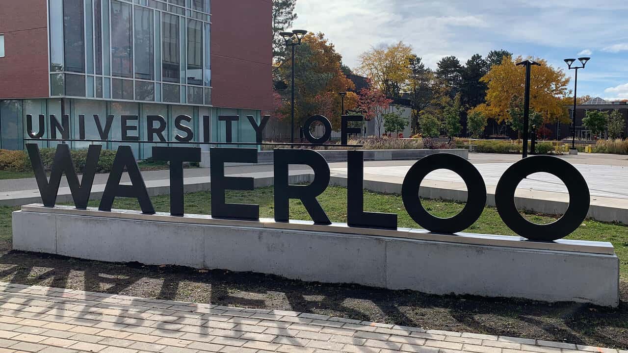 A photo of the University of Waterloo's campus sign.