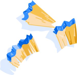 Illustration of blue pencil shavings