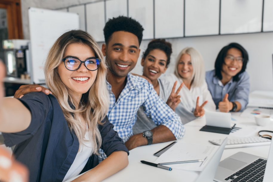 Group of smiling coworkers