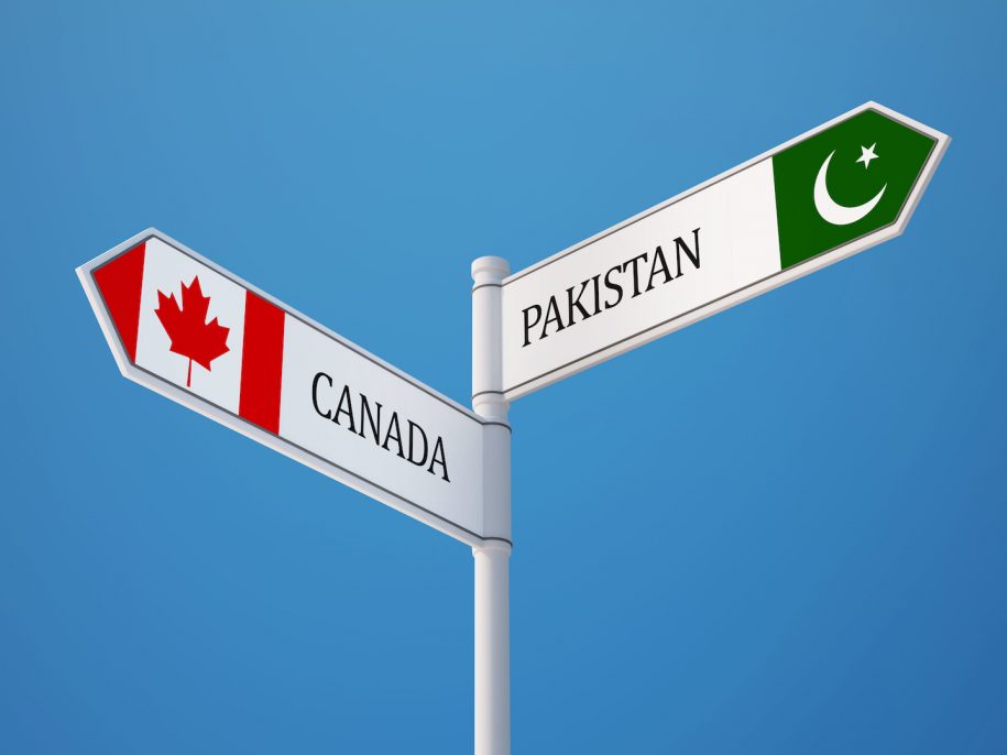 Sign showing direction of Canada and Pakistan
