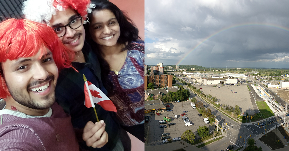 Jai Kapoor with friends and Canada flag