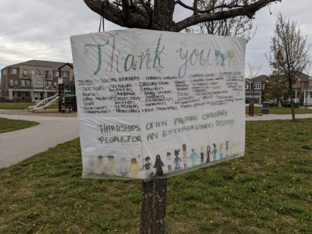 Thank you sign on tree