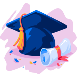 Illustration of grad cap and diploma