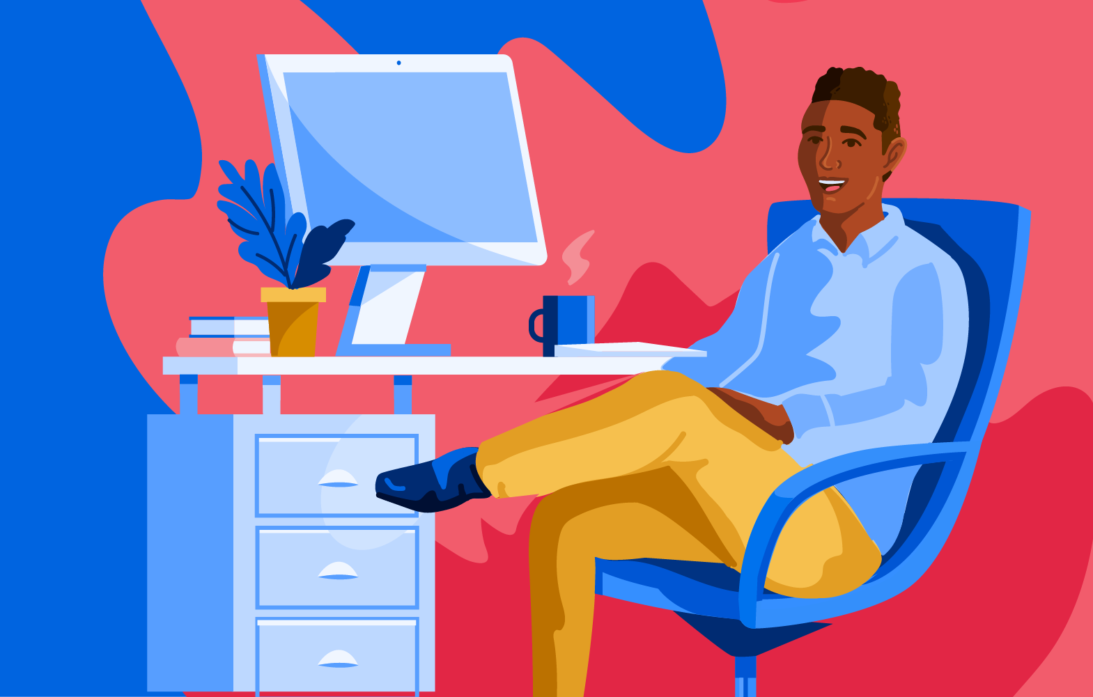 Illustration of student sitting at desk