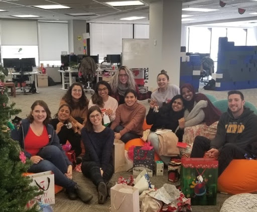 Kristine and team celebrates Christmas at the office