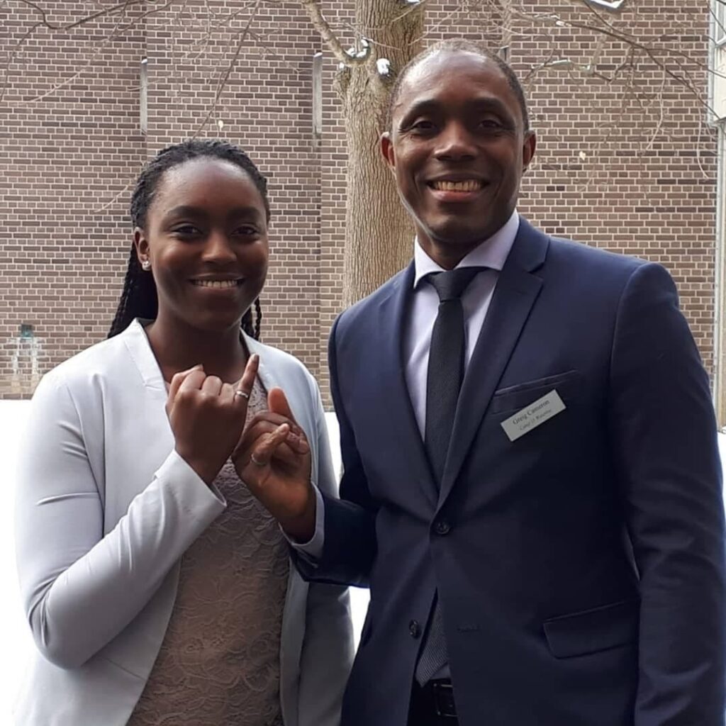 Knajwa and her dad on Iron Ring Ceremony Day