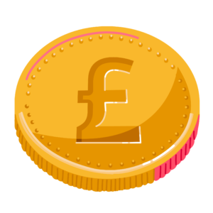 Illustration of coin with British pound symbol