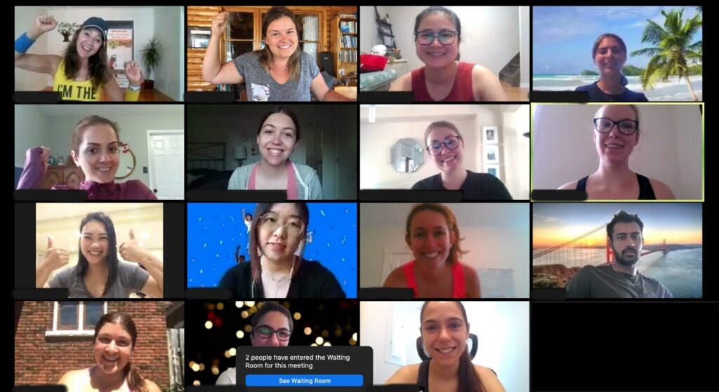 ApplyBoard team members participating in virtual Zumba