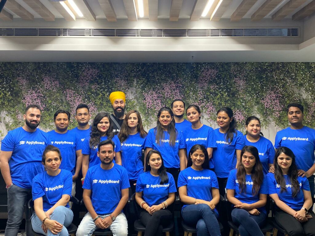 The India Team shows off their new ApplyBoard t-shirts