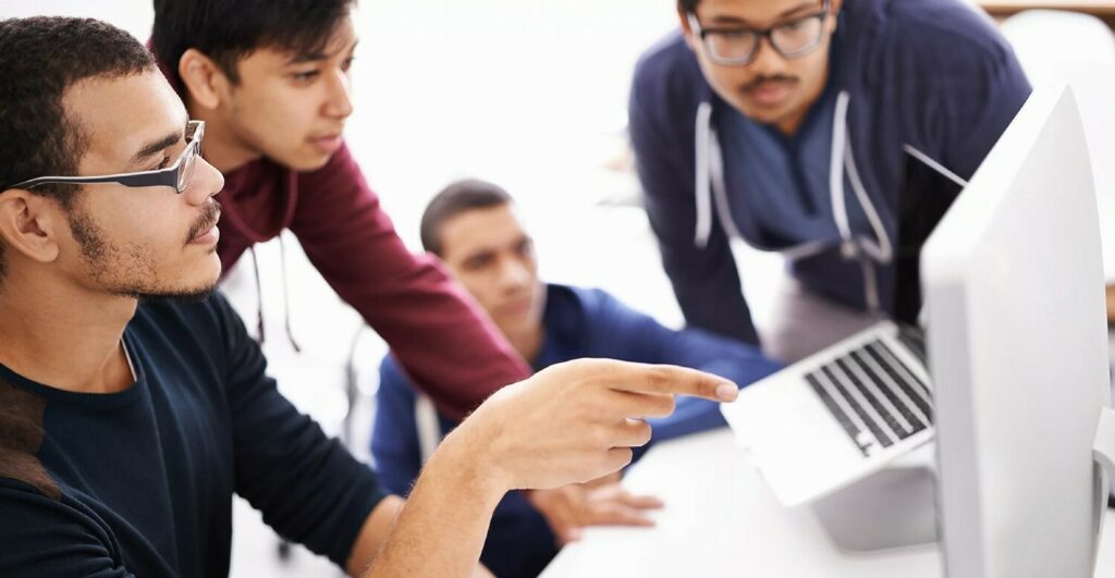 Students in a computer lab at Milestone College