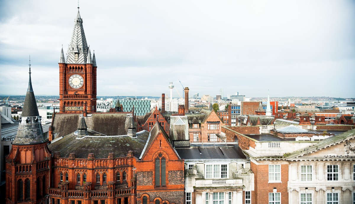 Tops of University of Liverpool buildings