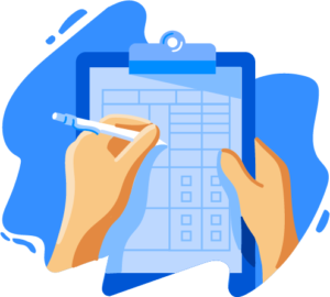 Illustration of hand completing form