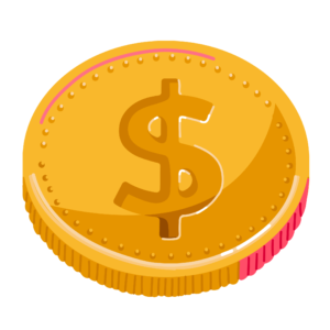 Illustration of gold coin with dollar symbol