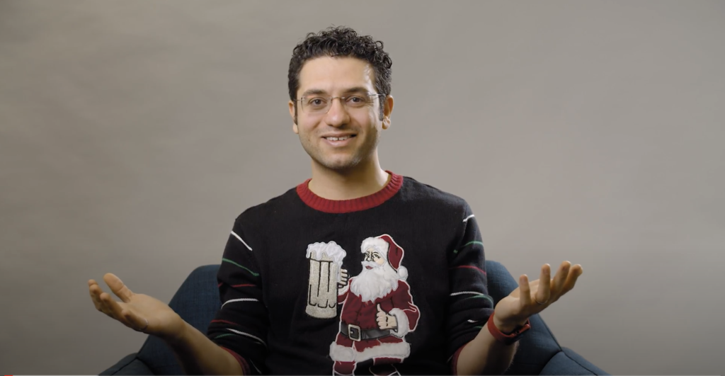 ApplyBoard CEO and Co-Founder in ugly holiday sweater