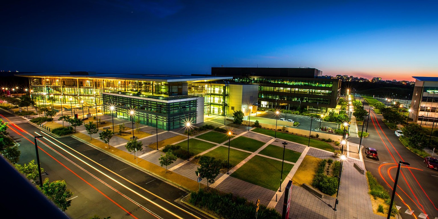 University of Wollongong campus at night