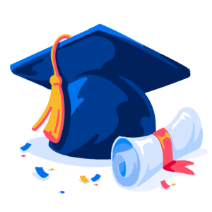 Illustration of grad cap and diploma