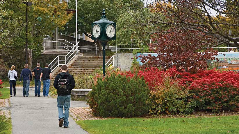 Students walking on campus at Memorial University