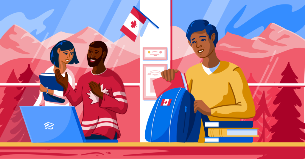 Illustration of students in Canada