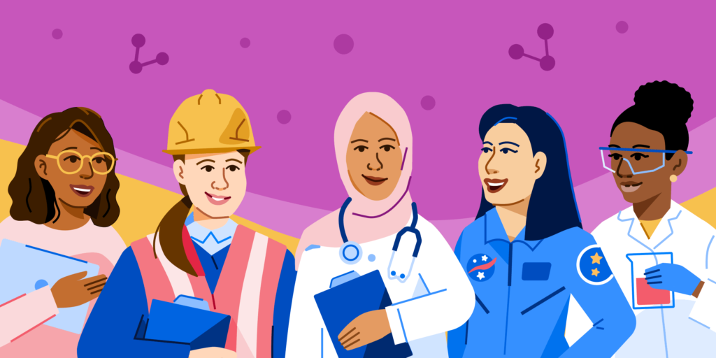 Illustration of women in STEM fields