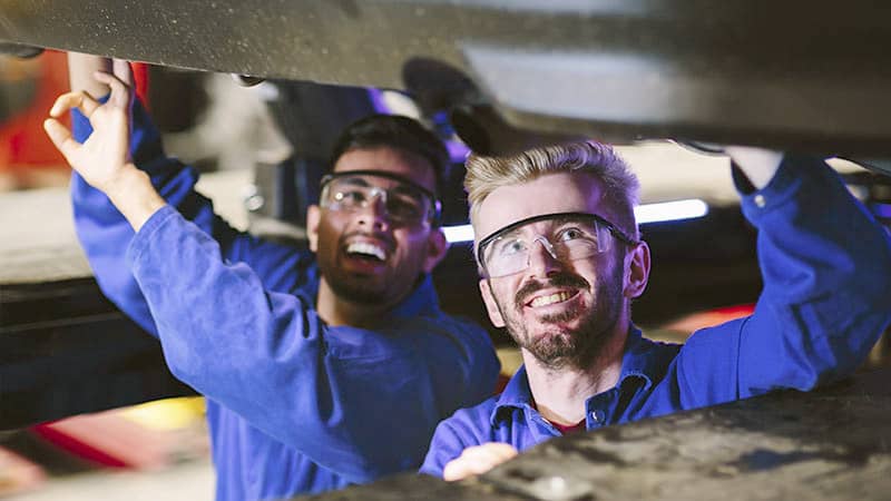 Photo of Automotive Service Technology students.