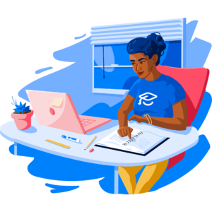 Illustration of ApplyBoard employee at their desk