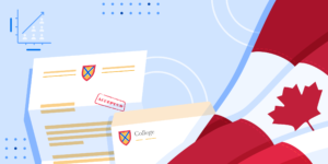 ApplyInsights: Top Source Markets for Canadian Colleges banner featuring Canadian flag and letter of acceptance from generic college