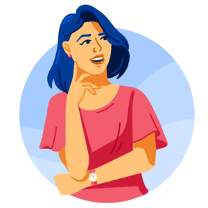 Illustration of woman thinking about which career is right for her.