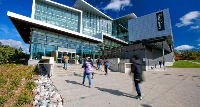 Students on Centennial College campus