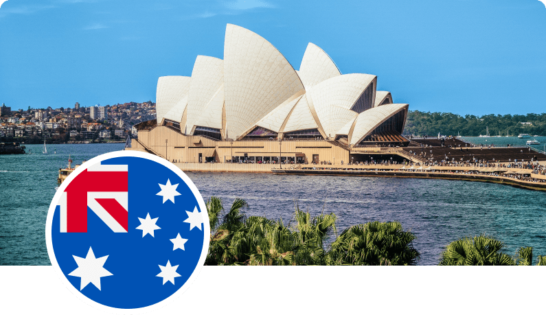 Photo of Sydney Opera House and Australia flag