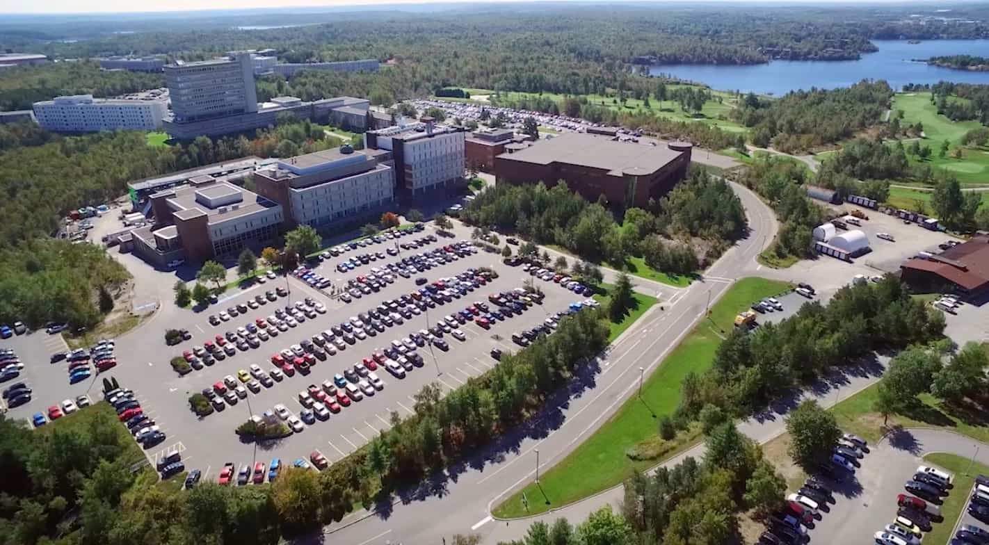 An aerial shot of Laurentian University's campus.