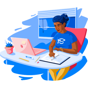 Illustration of RP at desk