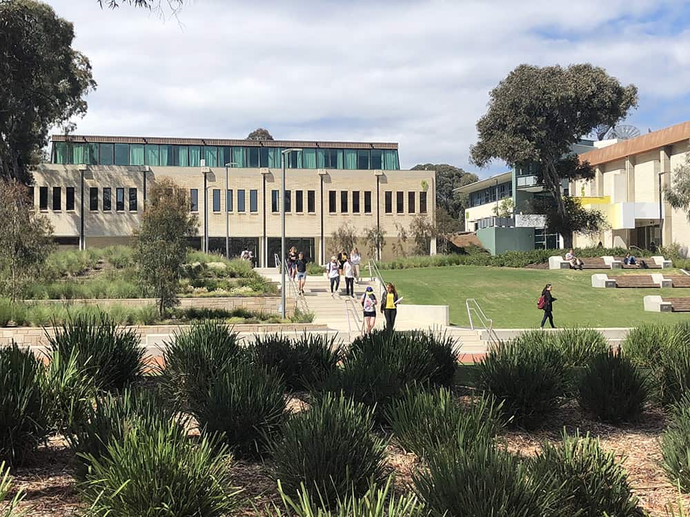 A photo of students on the University of Canberra's campus.