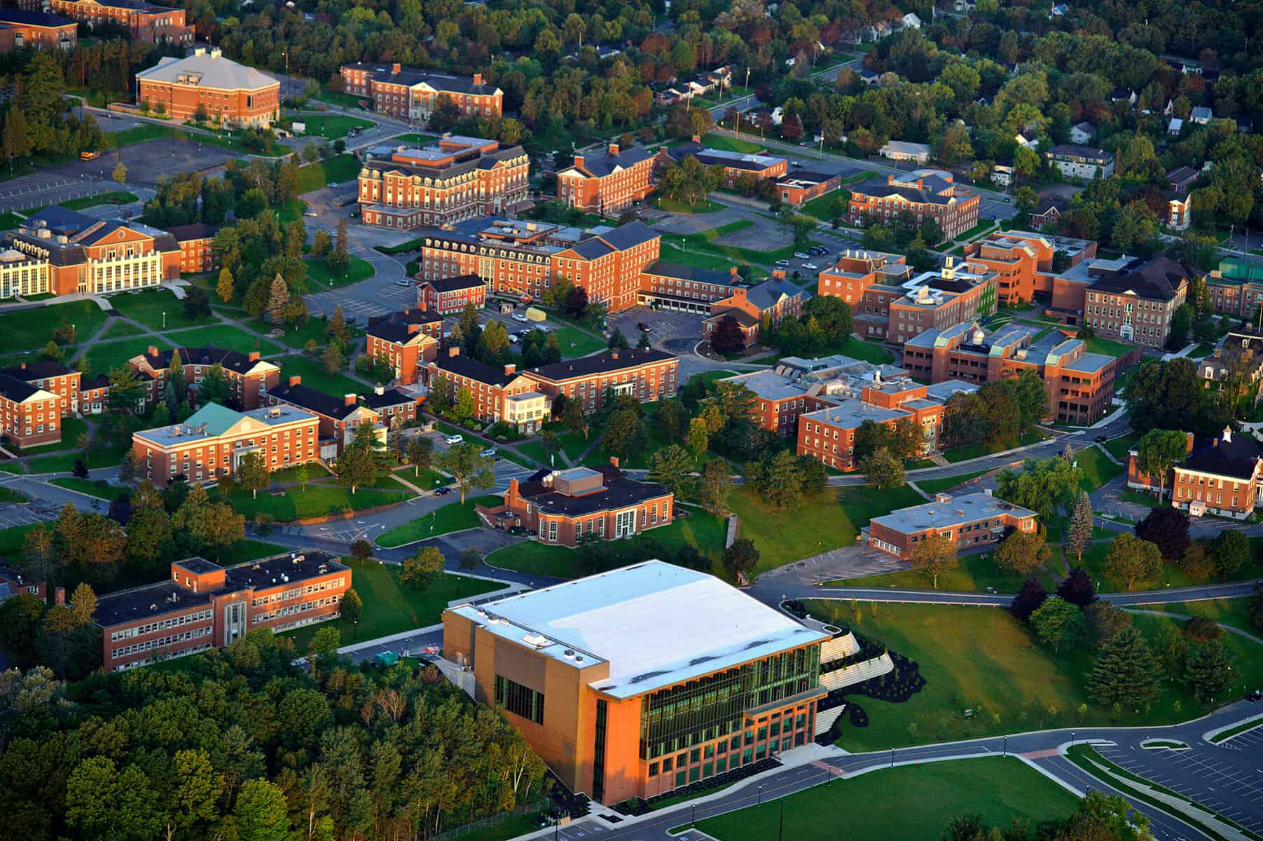 An aerial shot of the University of New Brunswick's campus.