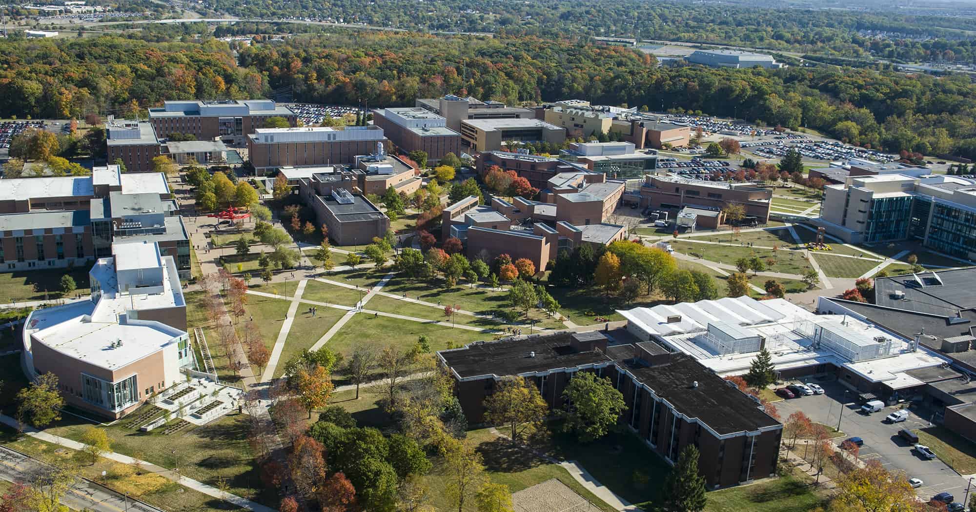 An aerial photo of Wright State University's campus.