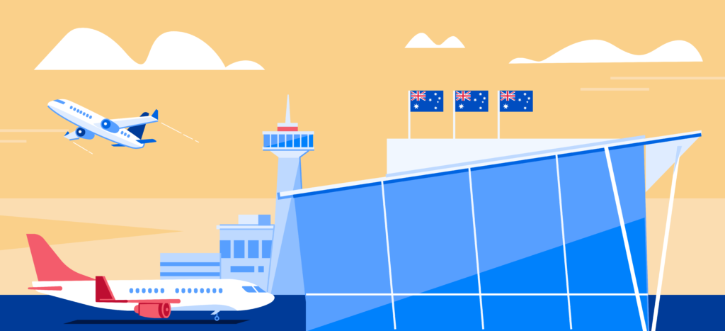 An illustration of an Australian airport.