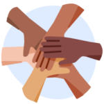 Illustration of hands together.