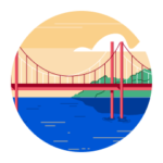 Illustration of the Golden Gate Bridge in SF