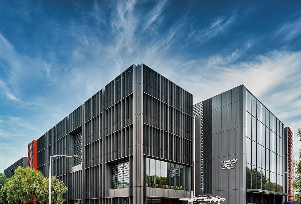 Concrete and glass multi-storey building (Woodside Building, Monash Uni, Australia)