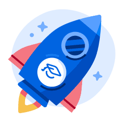 Illustration of a rocket with ApplyBoard's logo.