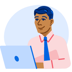 An illustration of a recruitment partner on his laptop.