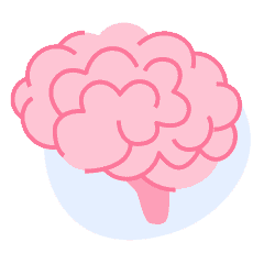 an illustration of a pink human brain.