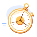 An illustration of a golden stop watch.