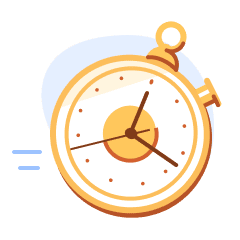 An illustration of a golden stop watch.