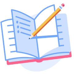 An illustration of an open book with a pencil writing a checklist on it.