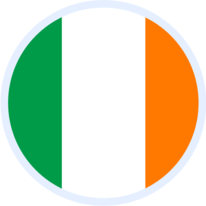 A circular icon of the Irish flag.