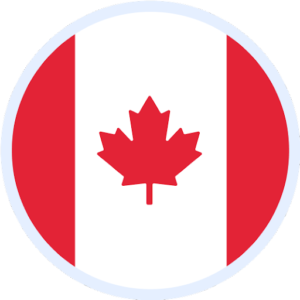 A circular flag of Canada.