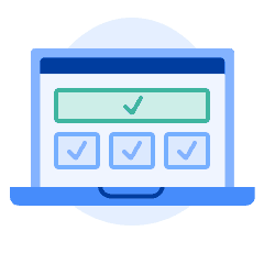 An illustration of a laptop showing several boxes and checkmarks on its screen.