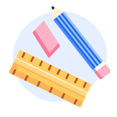 An illustration of a pencil, eraser, and ruler, representing engineering and other stem study programs in Canada.