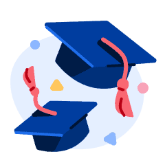 Illustration of two grad caps